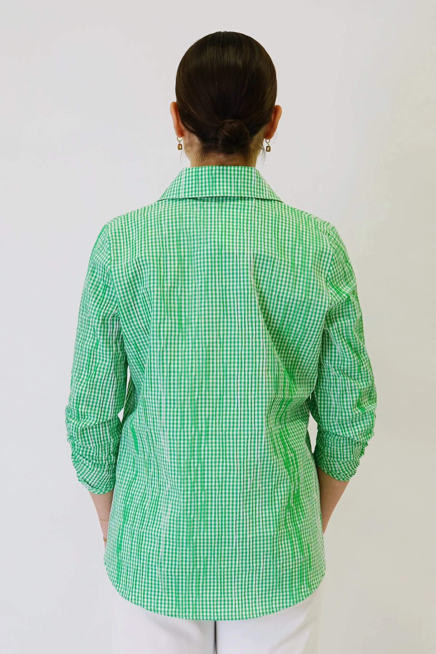 28" Seersucker Polo Tunic with Ruched Sleeves