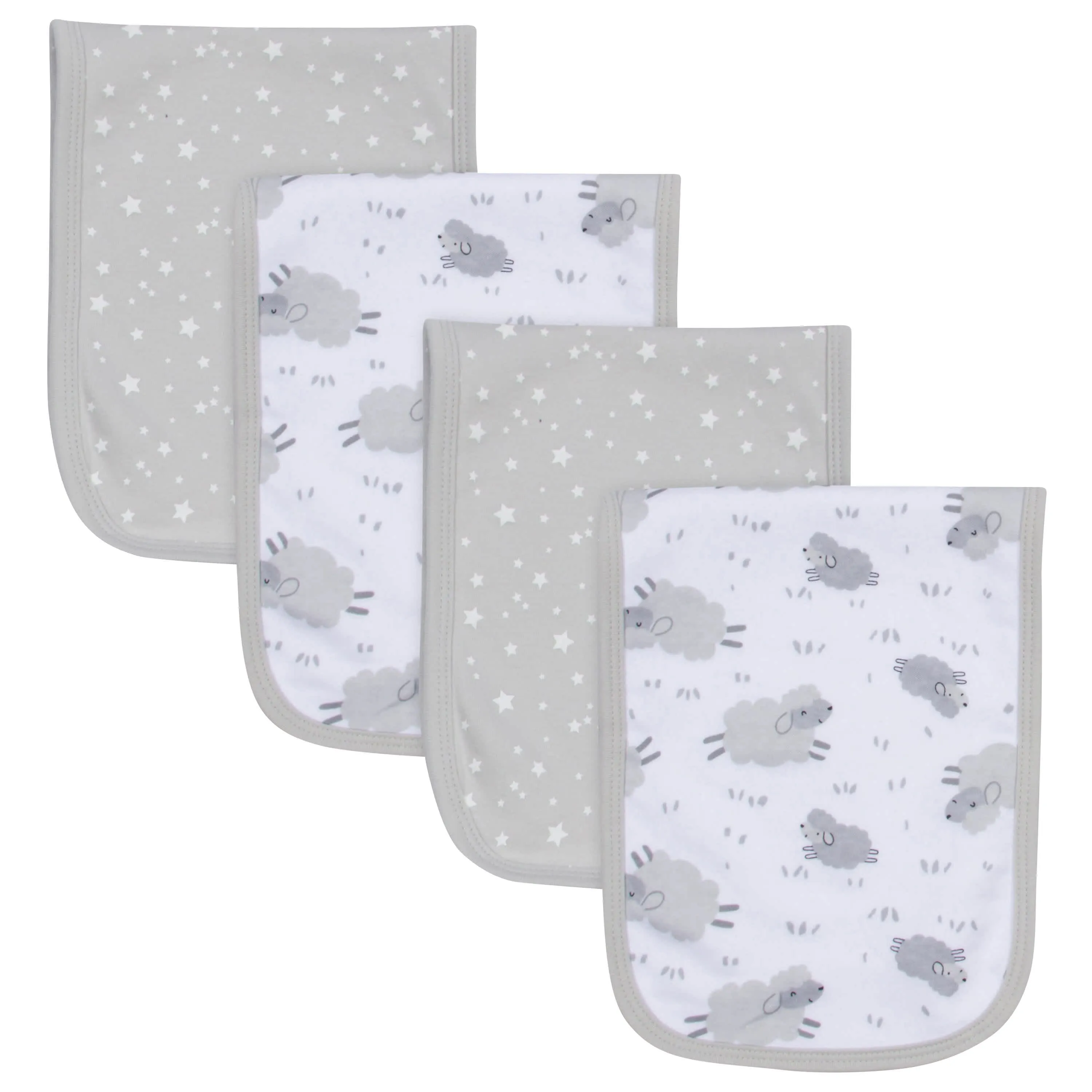 4-Pack Baby Neutral Lamb Terry Burpcloths