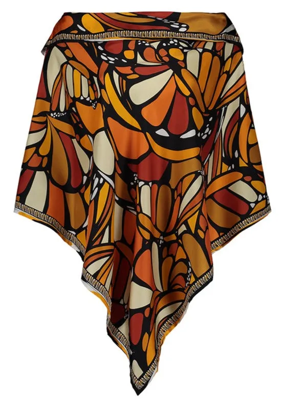 ABSTRACT BUTTERFLY PONCHO