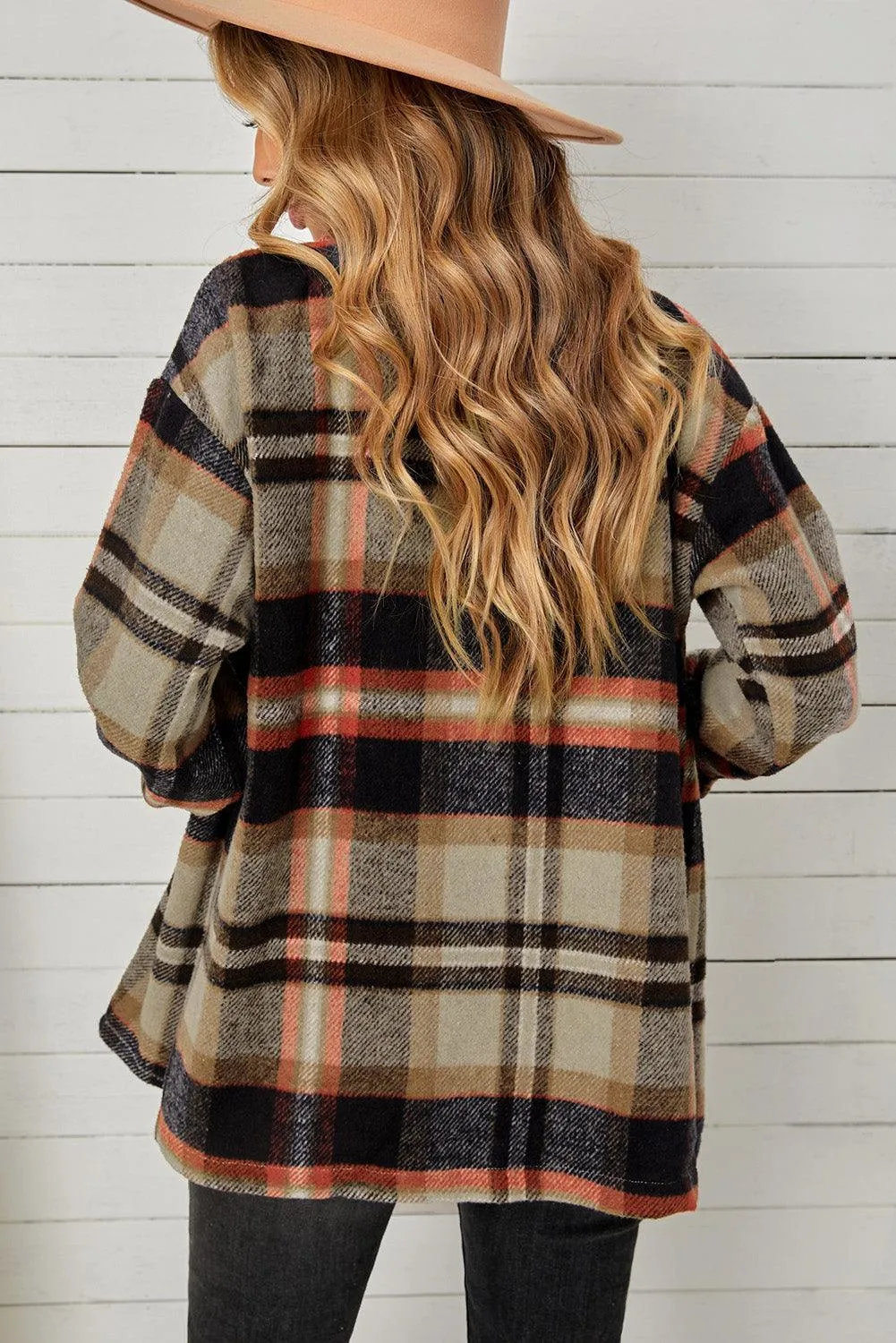 Adaptable Plaid Pocketed Oversized Shacket