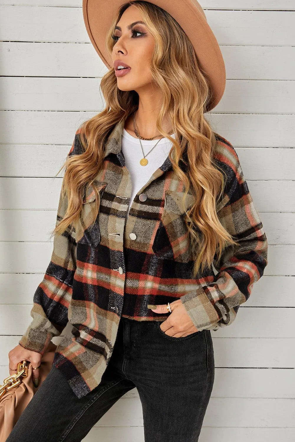 Adaptable Plaid Pocketed Oversized Shacket