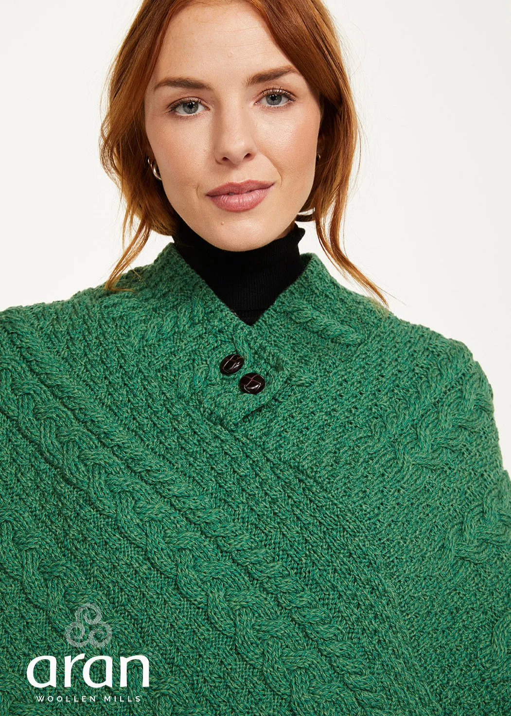 Aran Poncho | Green
