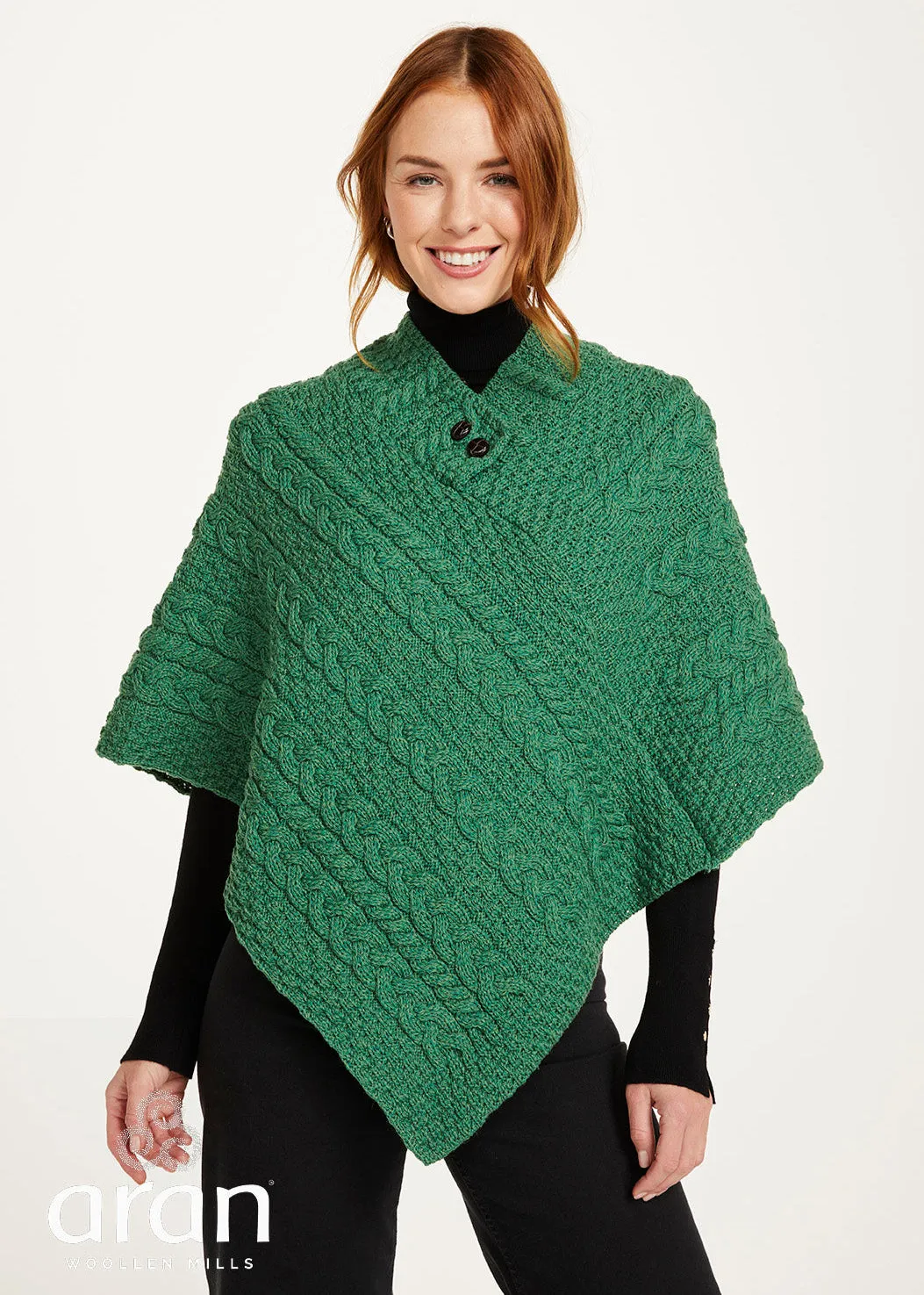 Aran Poncho | Green