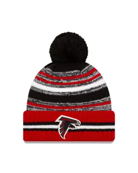 Atlanta Falcons New Era 2021 NFL Sideline - Sport Official Pom Cuffed Knit Hat - Red/Black