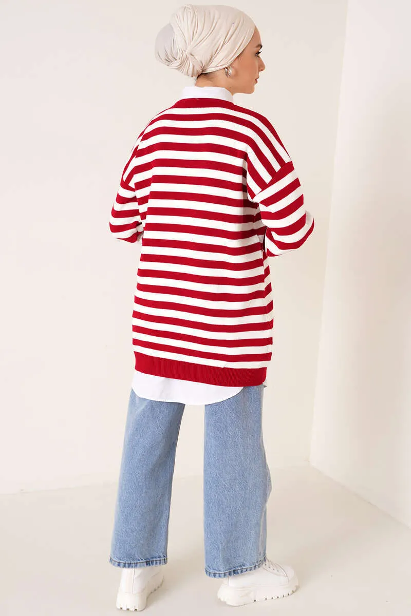 BNG Women -75 Striped Knit Tunic Red - Clermont