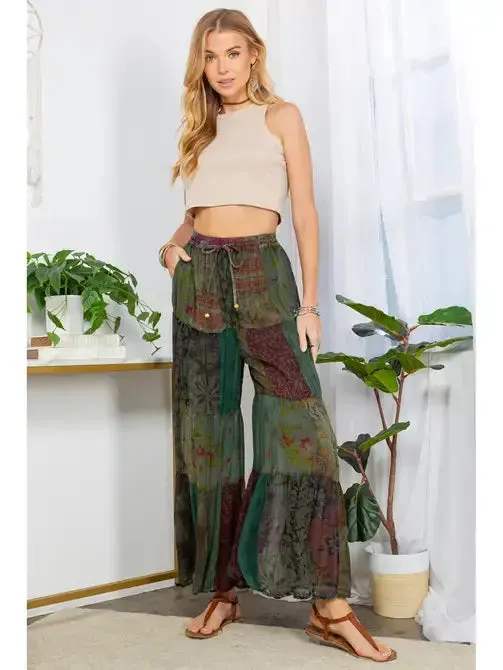 Boho Flared Patchwork Pants