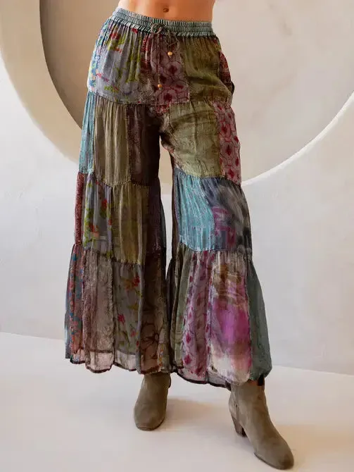 Boho Flared Patchwork Pants