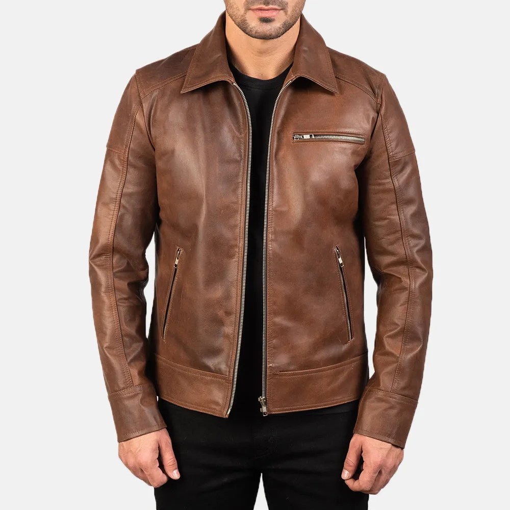 Brown Biker Leather Jacket