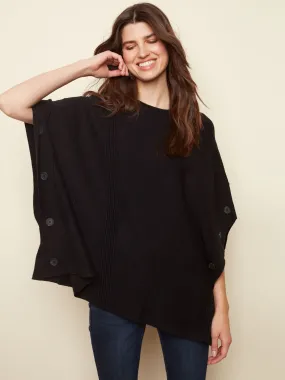 Charlie B  Plushy Knit Poncho - C2336-Black