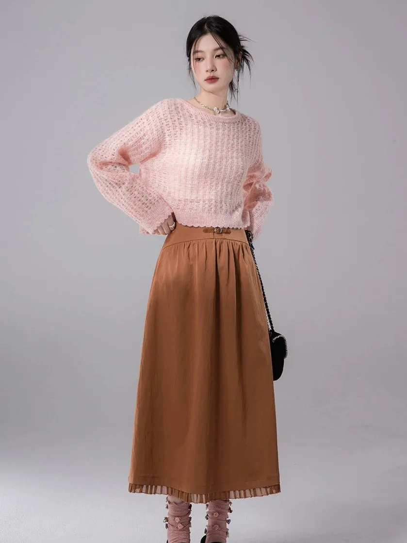 Curved Waist Gather Skirt