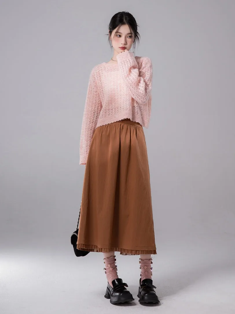 Curved Waist Gather Skirt