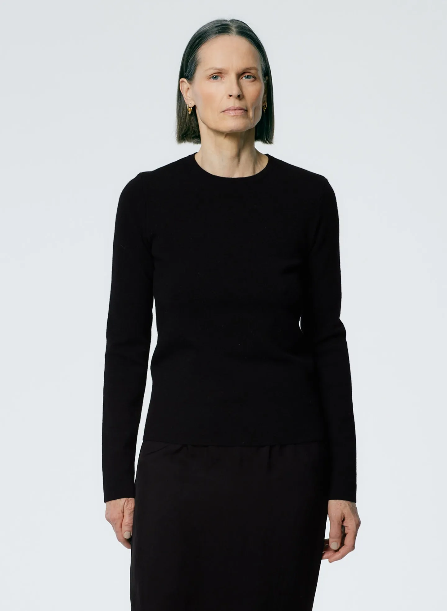 Double Faced Cashmere Mini Long Sleeve Pullover