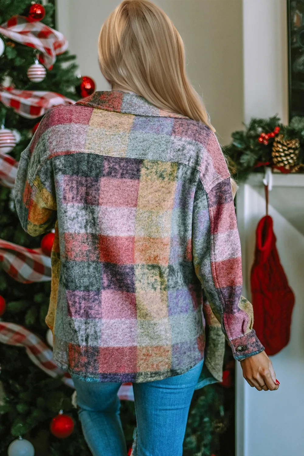 Double Take Plaid Fleece Shacket