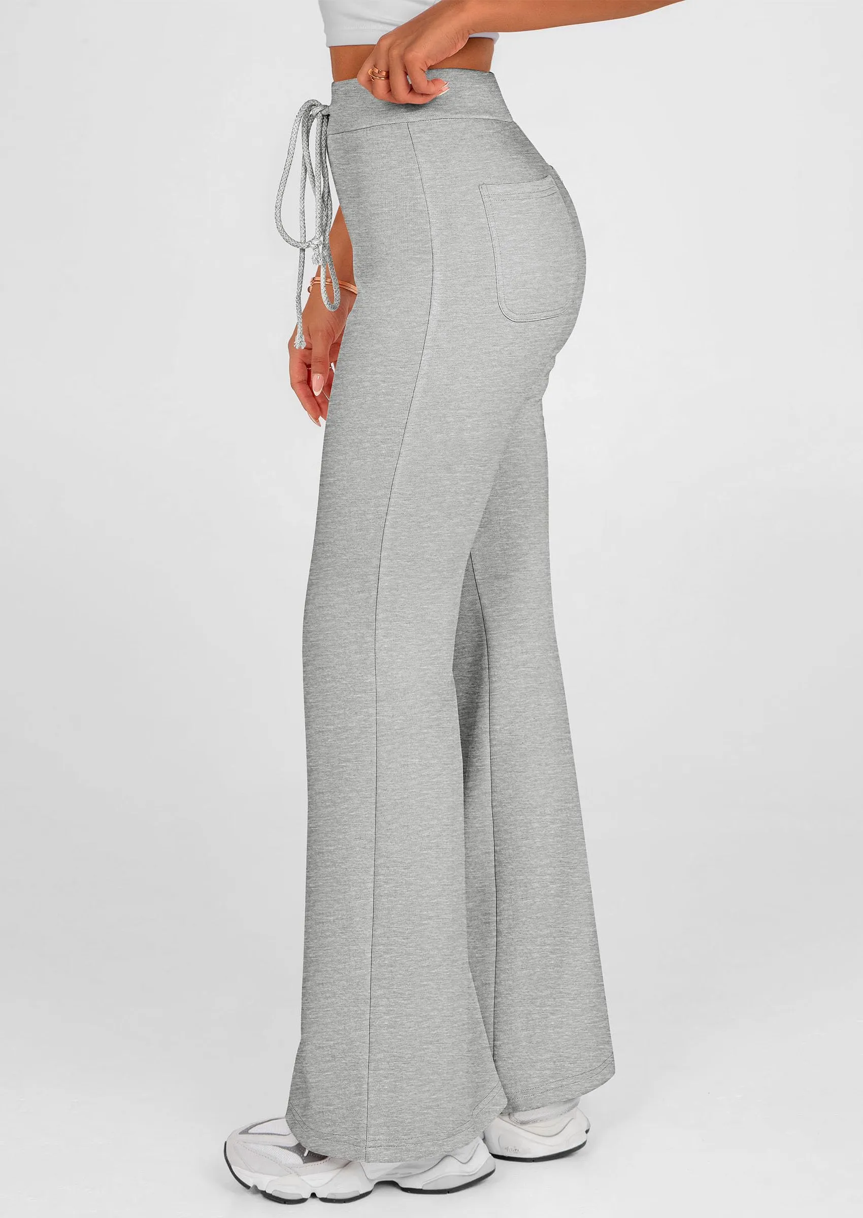 Elastic High-Waisted Drawstring Casual Flare Pants