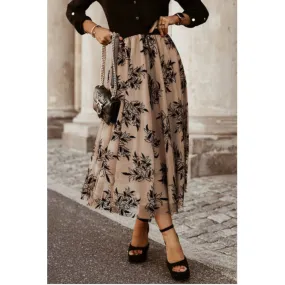 Embroidered High Waist Maxi Skirt