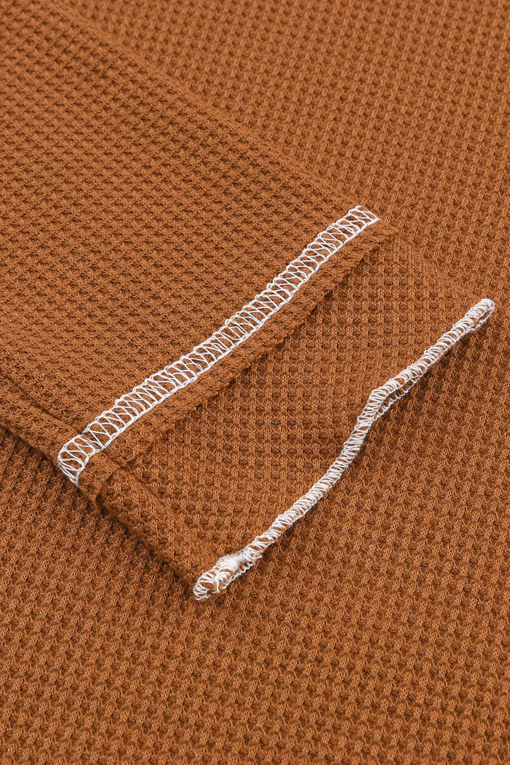 Exposed Seam Textured Pullover Long Sleeve Top