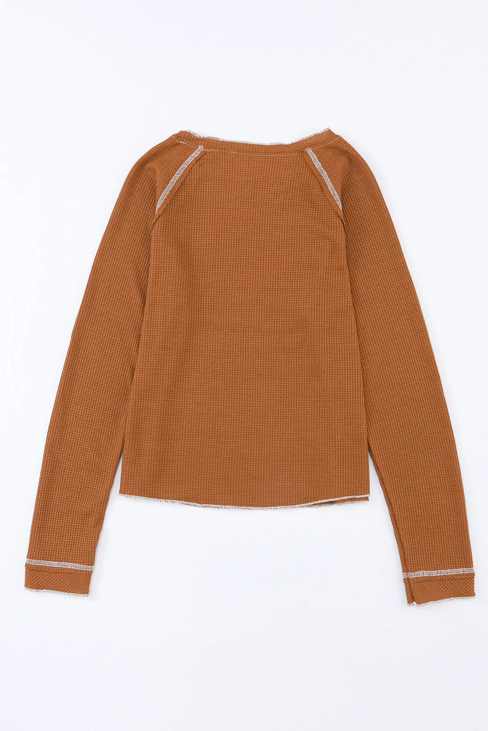 Exposed Seam Textured Pullover Long Sleeve Top