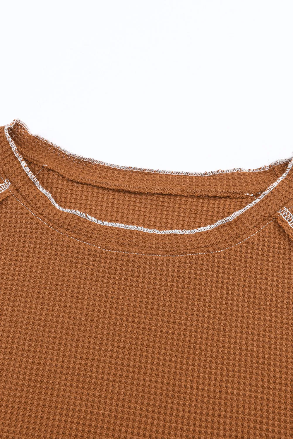 Exposed Seam Textured Pullover Long Sleeve Top