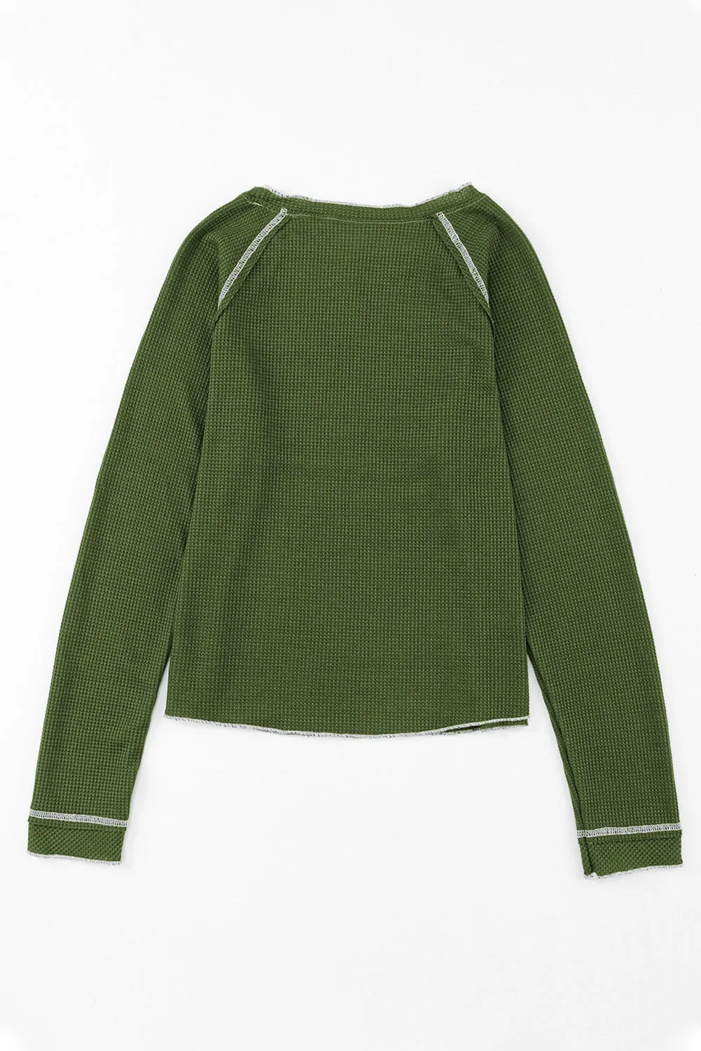Exposed Seam Textured Pullover Long Sleeve Top