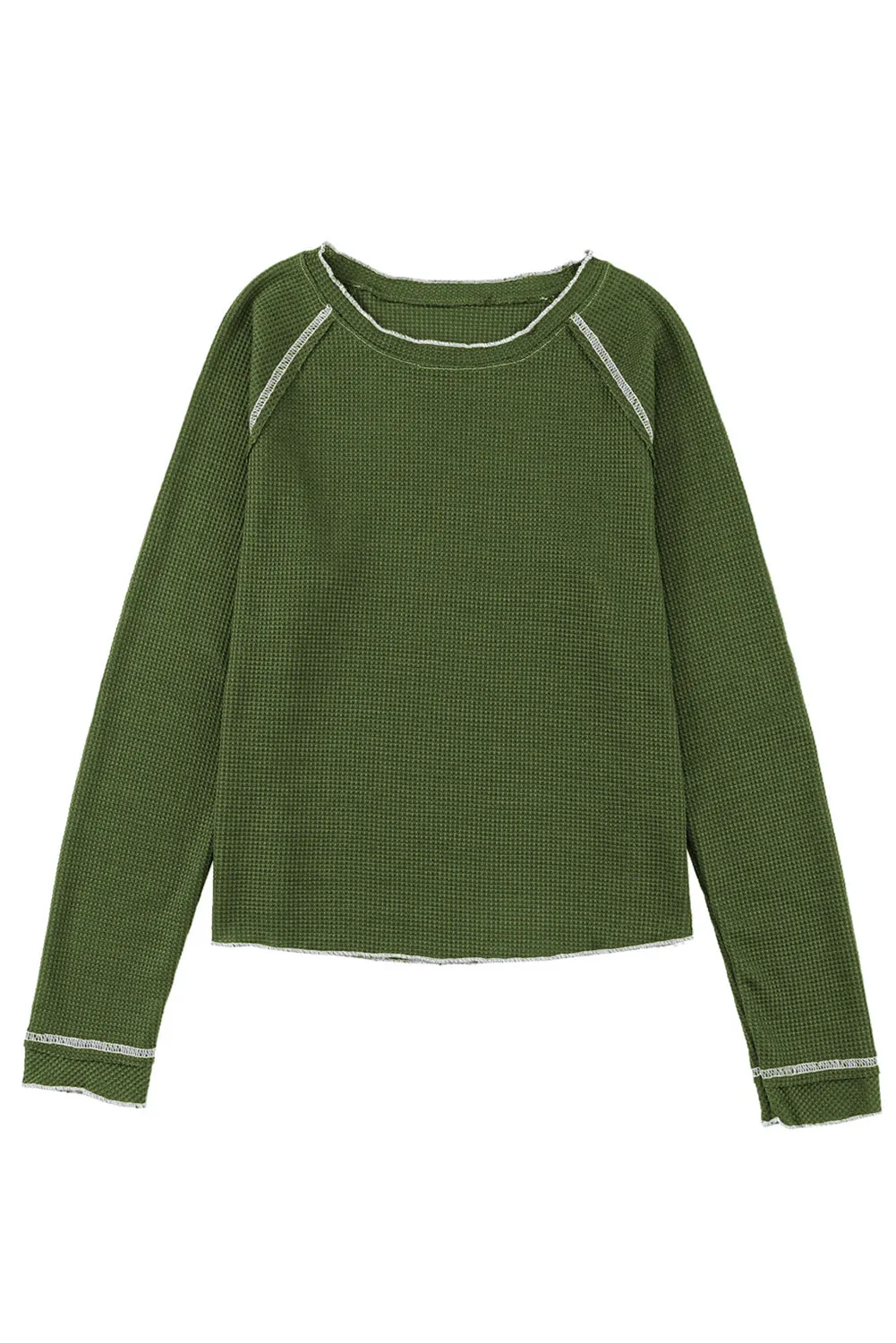 Exposed Seam Textured Pullover Long Sleeve Top