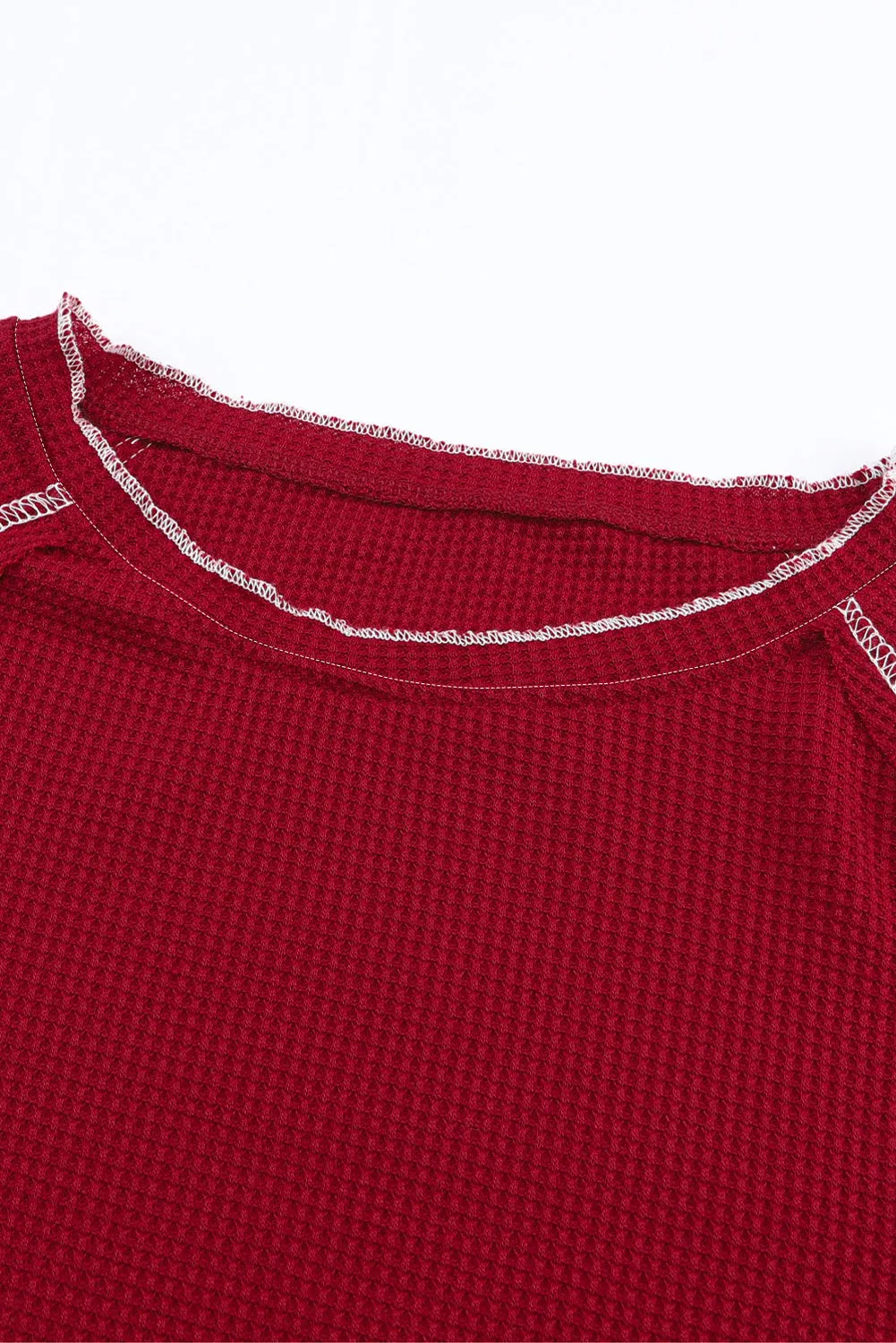 Exposed Seam Textured Pullover Long Sleeve Top