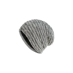 FancyGrab Unisex Fleece-Lined Knit Slouchy Beanie Hat Grey