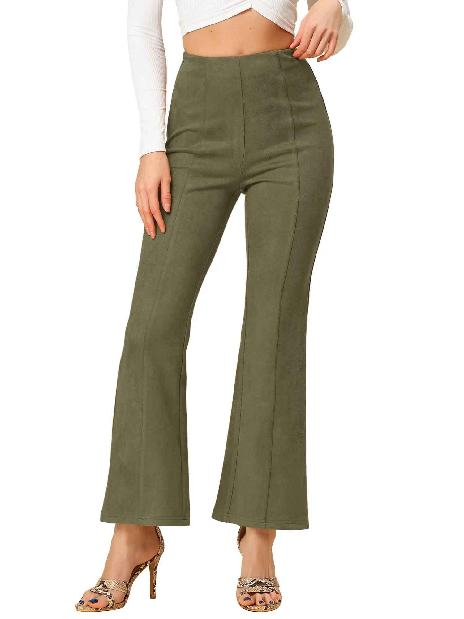 Faux Suede Wide Leg Casual Business Flared Bell Pants