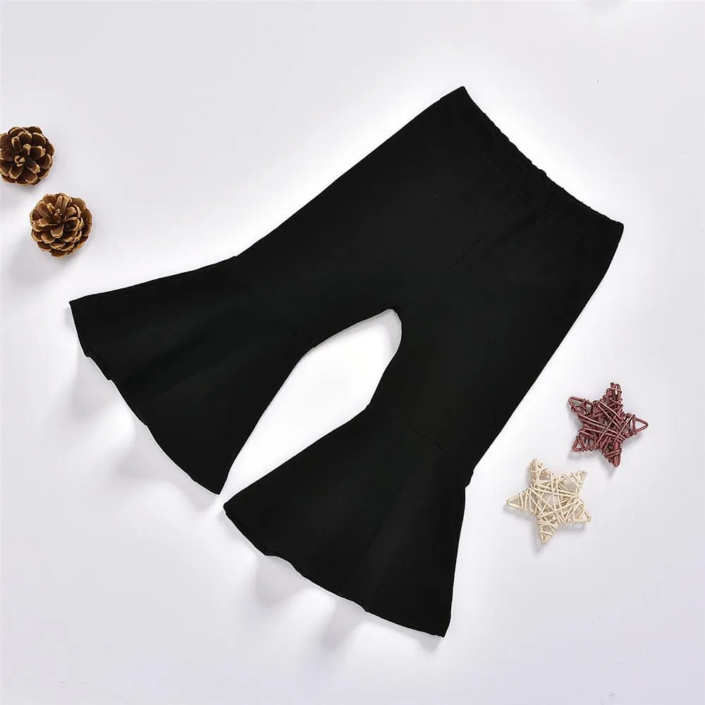 Girls Solid Ruffled Long Sleeve Top & Flare Pants Toddler Girls Wholesale