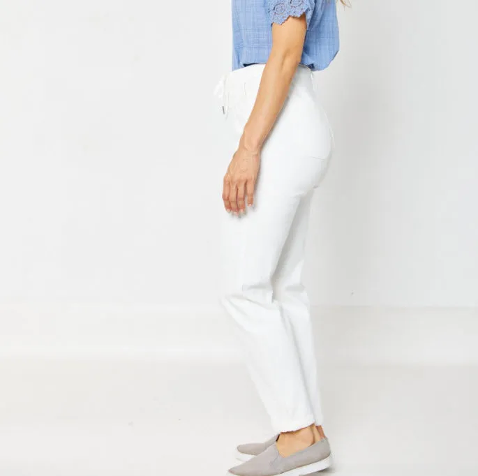 High Rise Garment Dyed Cuffed Jogger White