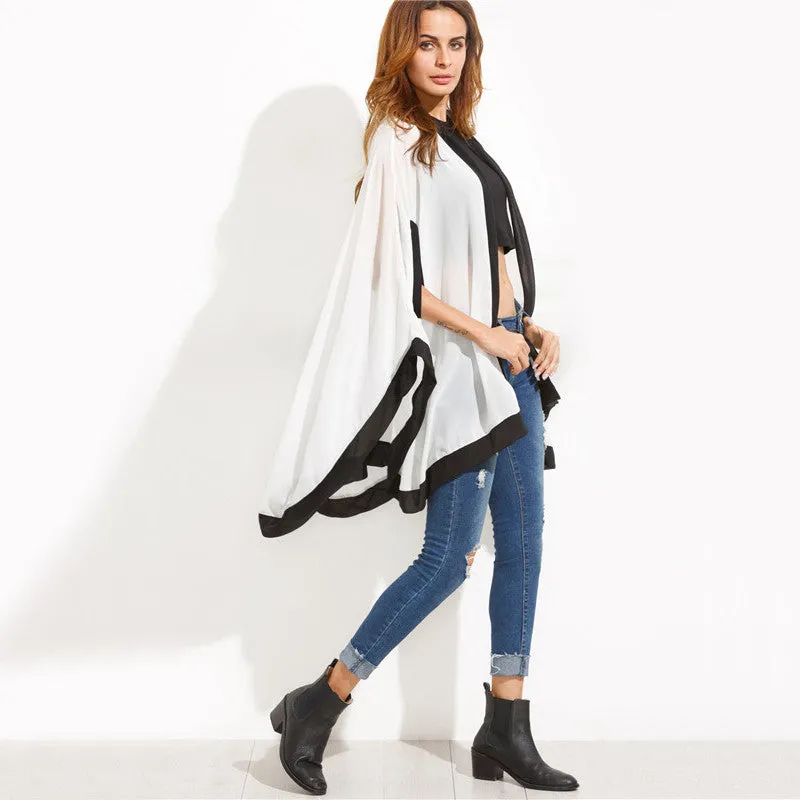Kimmy Loose Contrast Chiffon Kimono