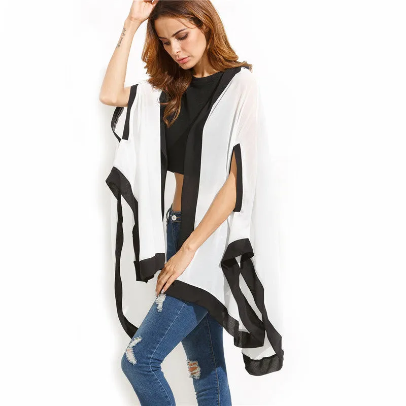 Kimmy Loose Contrast Chiffon Kimono