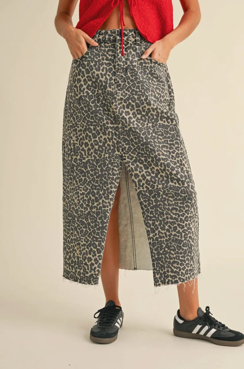 LEOPARD PRINT MIDI SKIRT