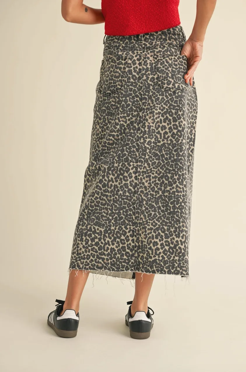 LEOPARD PRINT MIDI SKIRT