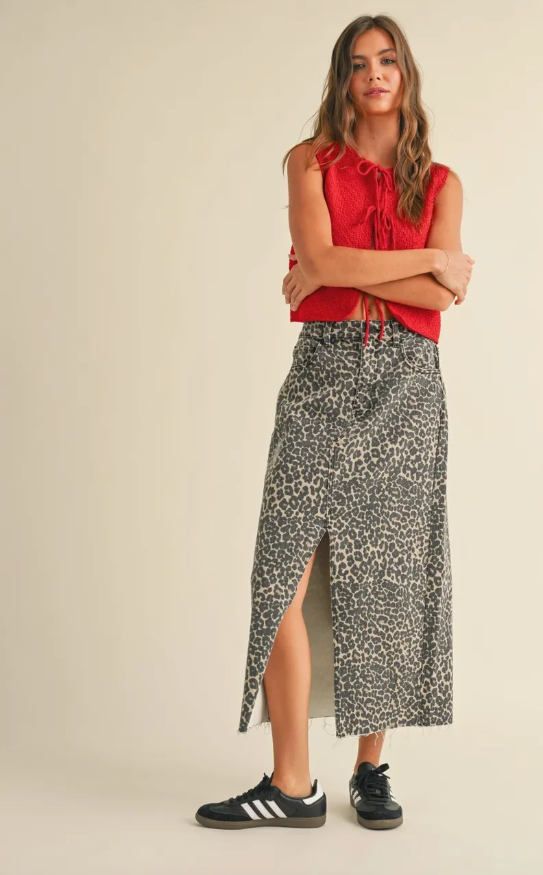 LEOPARD PRINT MIDI SKIRT
