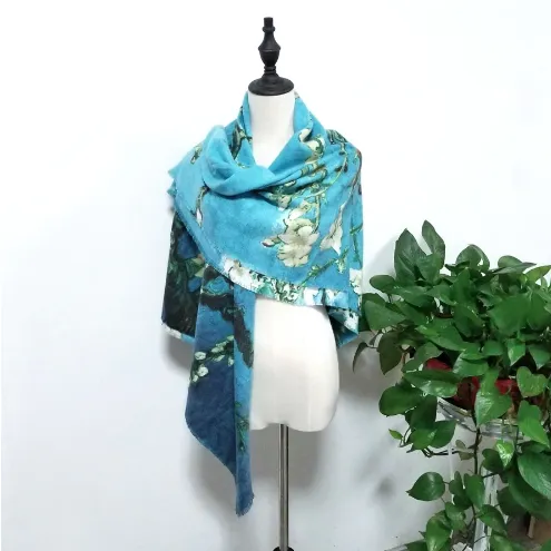 Luxe Cashmere Sakura Painting Scarves