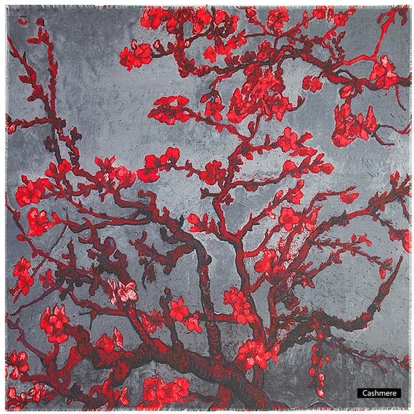 Luxe Cashmere Sakura Painting Scarves
