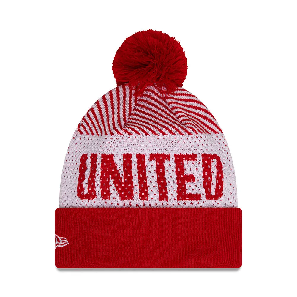 MANCHESTER UNITED F.C. ENGINEERED RED CUFF KNIT BEANIE