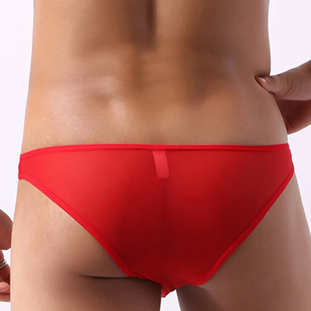 Men's Sexy Open-front Pouch Thongs / Mesh Stretchy Briefs / Male Erotic Underwear