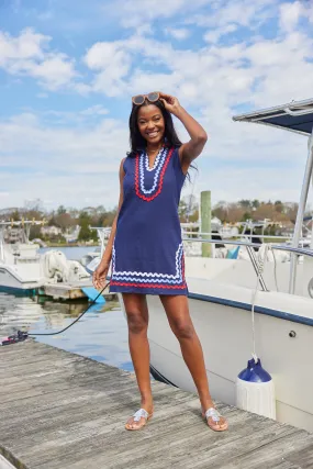 Navy Sleeveless Classic Tunic with Ric-Rac Trim