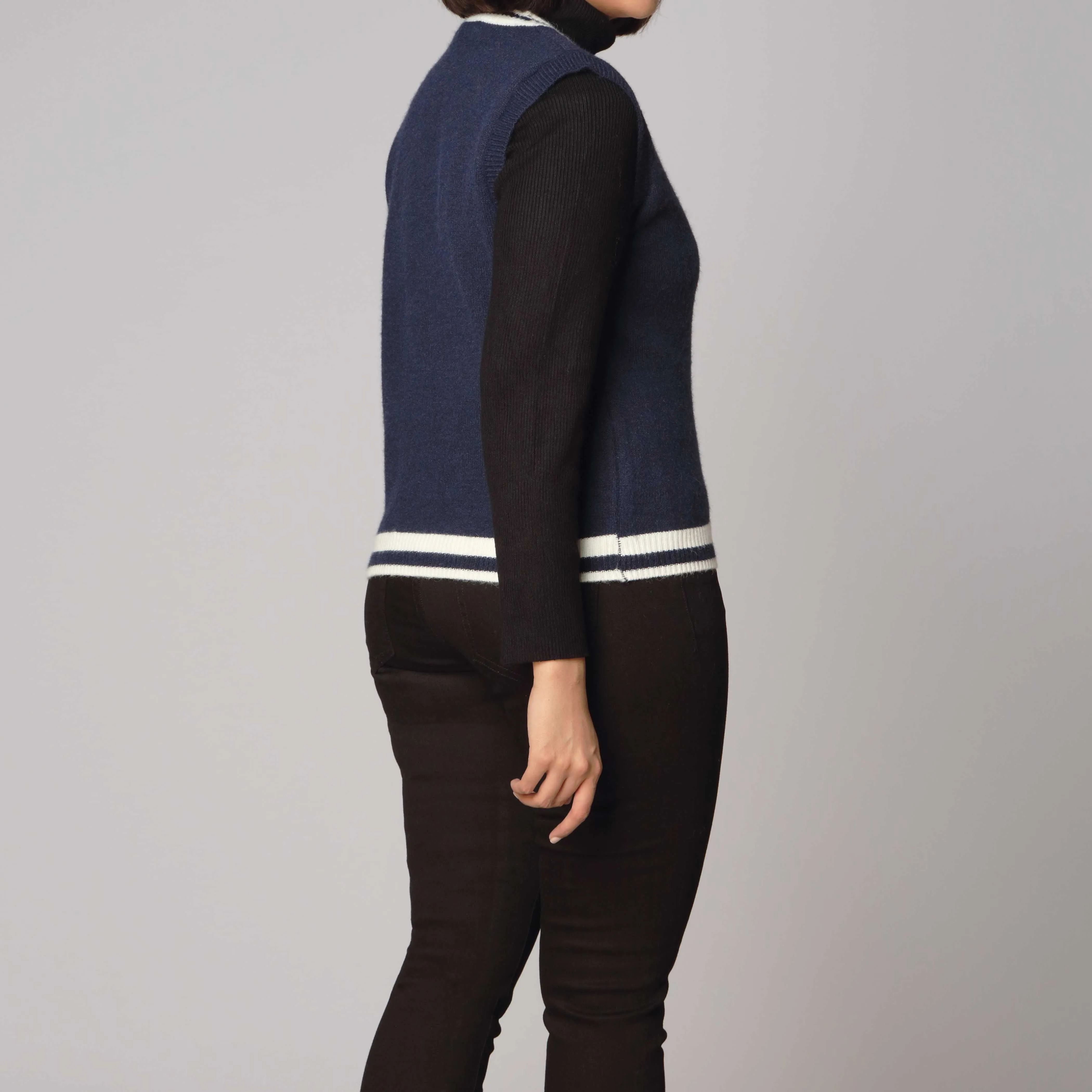 Navy Sleevelss Cardigan PW2925