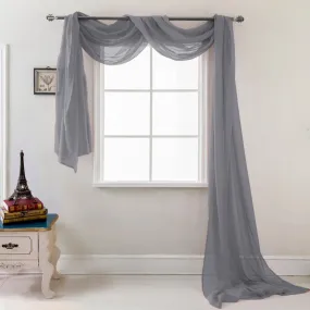 Olivia Gray Celine Decorative Sheer Curtain Scarf for Bedroom, Kitchen, Living Room, Dining Room & More - Machine Washable Sheer Curtain Drape Scarf - 55-inch x 216-inch