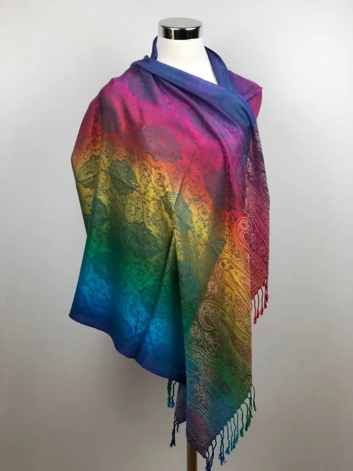 Paisley Pattern Rainbow Pashmina Scarf/Shawl