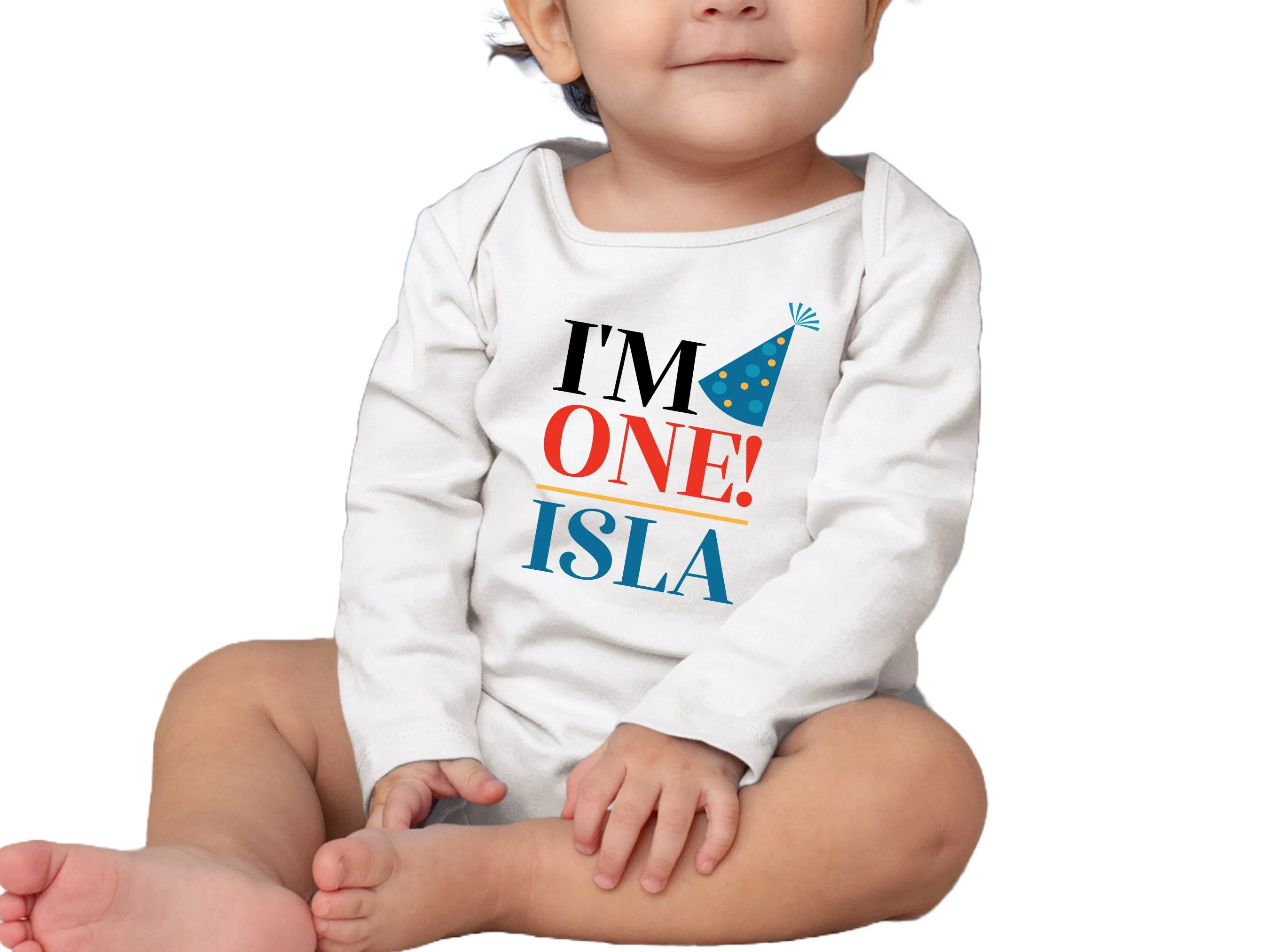 Personalized Name 1st Birthday Long Sleeve Bodysuit Gift for Baby Girls