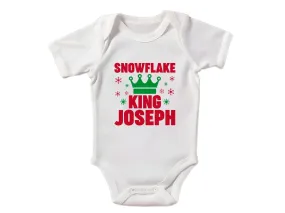 Personalized Name Baby Boys Christmas Bodysuit Gift with 'Snowflake King'