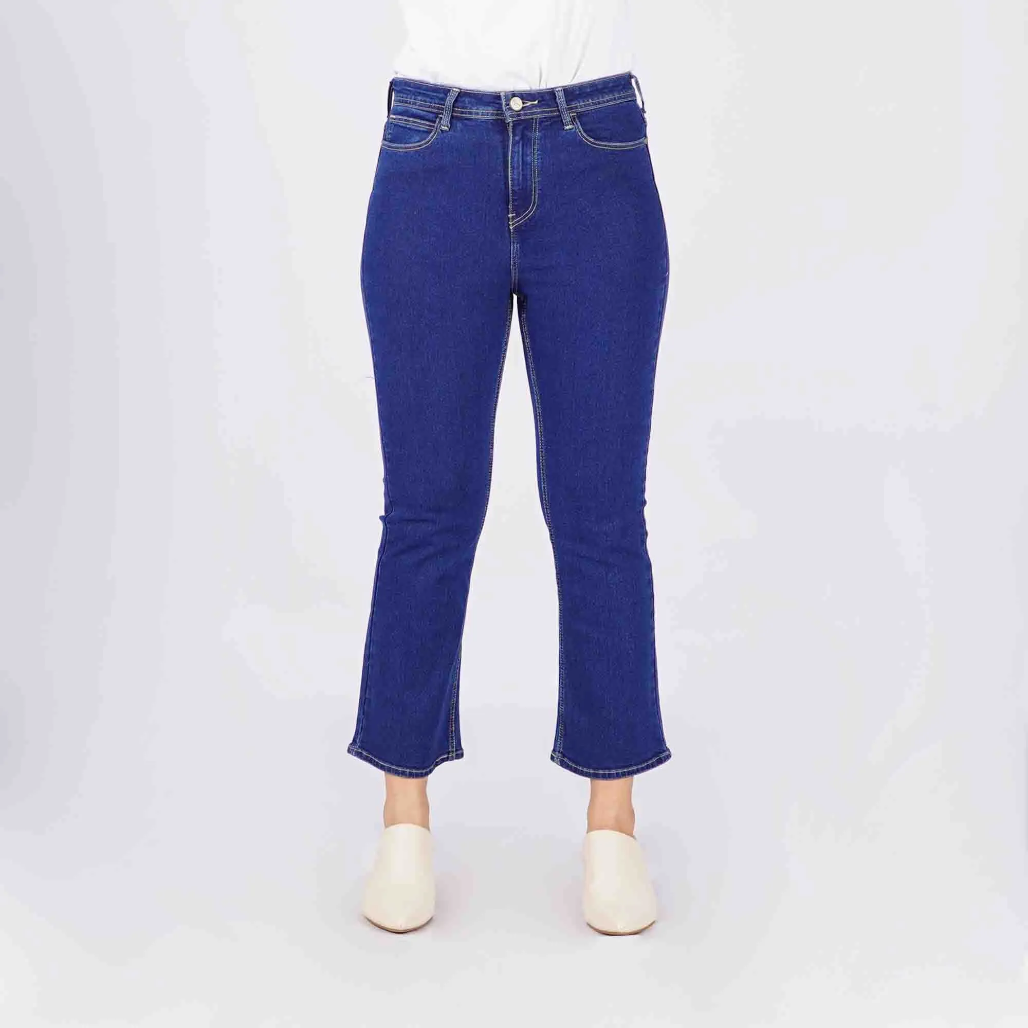 Petrol Ladies Basic Denim Flared Pants Mid-Rise Extreme Wash Fabric 167864 (Medium Shade)