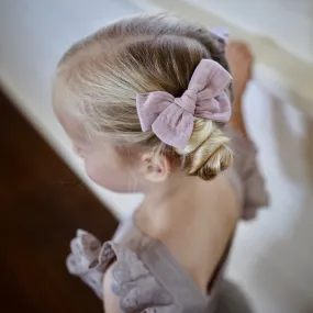 pinwheel bow hair clip - mauve muslin