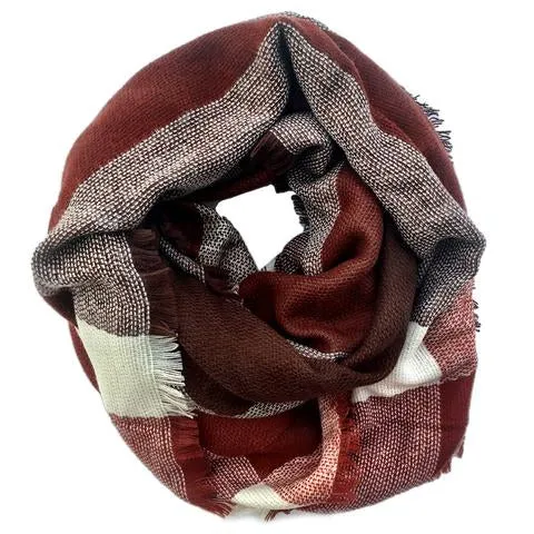 Plaid Blanket Scarf Maroon