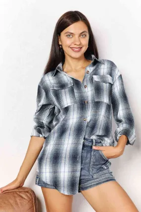 Plaid Dropped Shoulder Shirt - MULTI COLORS *