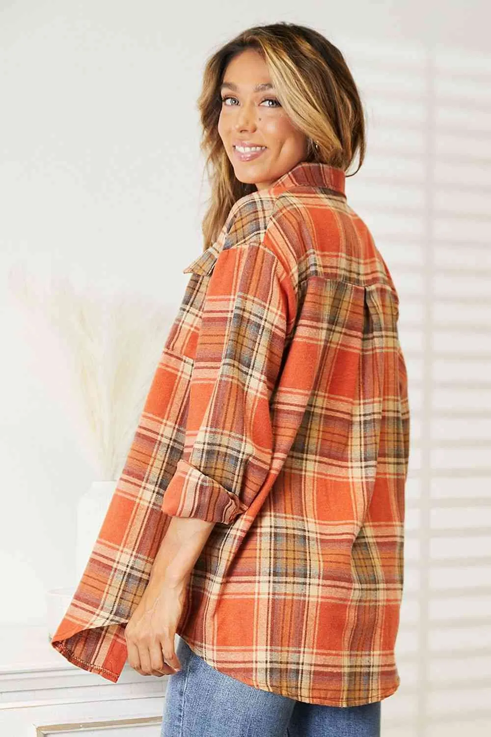 Plaid Dropped Shoulder Shirt - MULTI COLORS *