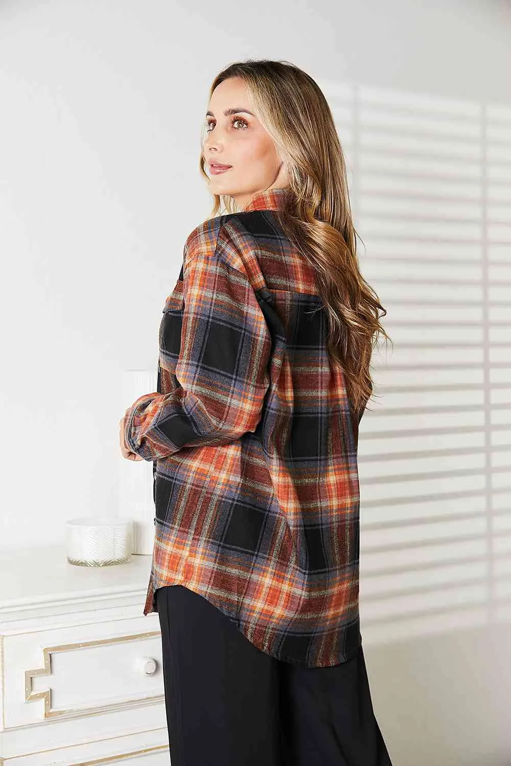 Plaid Dropped Shoulder Shirt - MULTI COLORS *